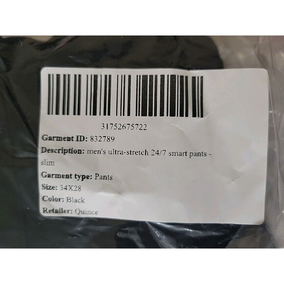 Quince Mens Ultra Stretch 24/7 Smart Chino Pants Black 34X28 Solid Neutral - Picture 4 of 10